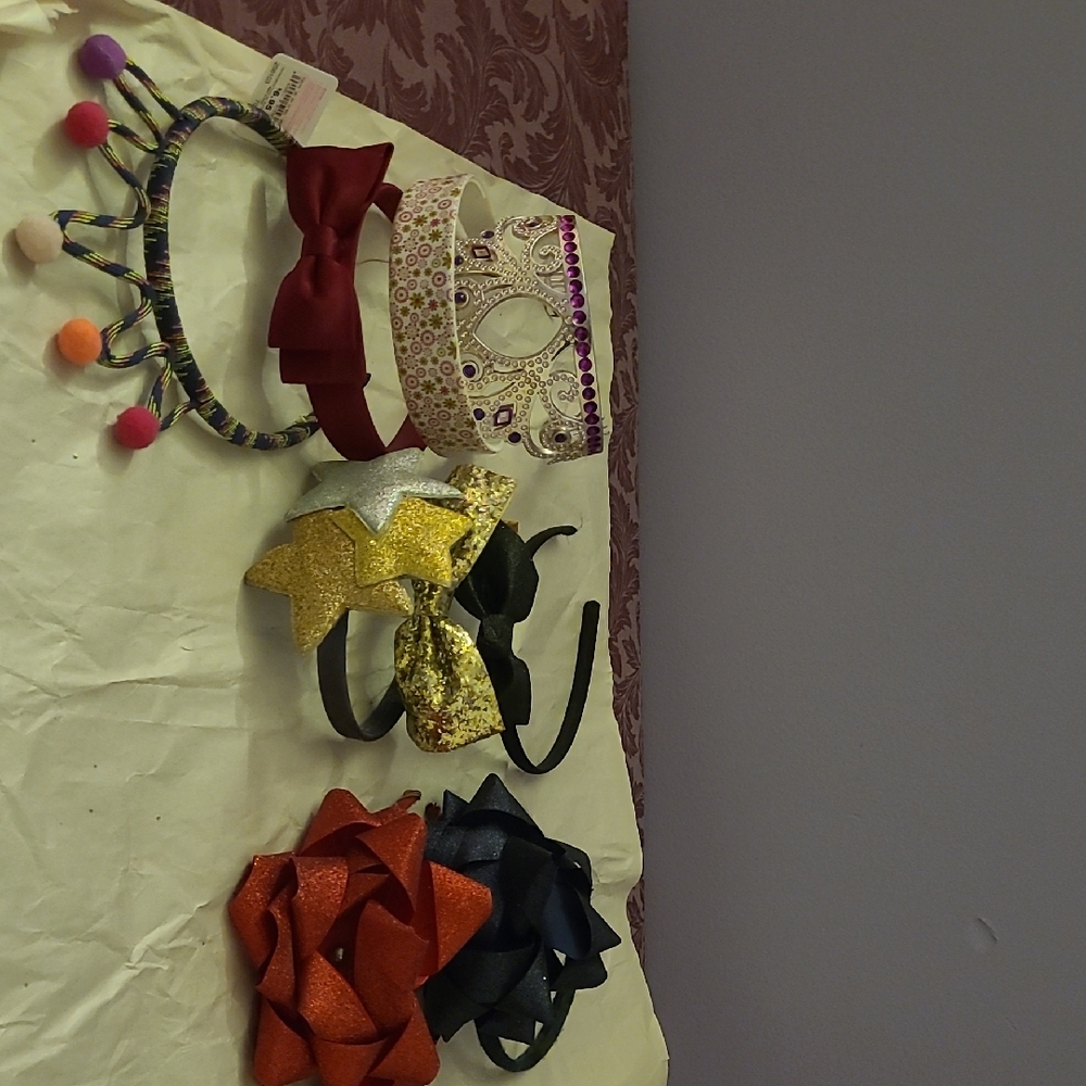 9 Vibrant Hair Accessory/ Hairband Set with Bows and Stars